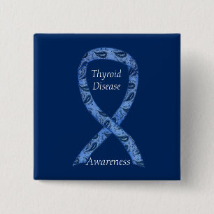 Badge Carré 5 Cm Thyroid Sensibilisation à la maladie Paisley Ruban