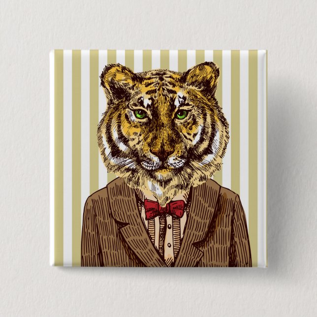 Badge Carré 5 Cm Tigre dans l'usage de soirée (Devant)