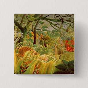 Badge Carré 5 Cm Tigre dans une tempête tropicale 1891