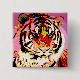 Badge Carré 5 Cm Tigre de Sibérie