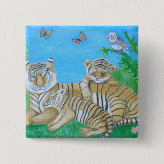 Badge Carré 5 Cm tigres