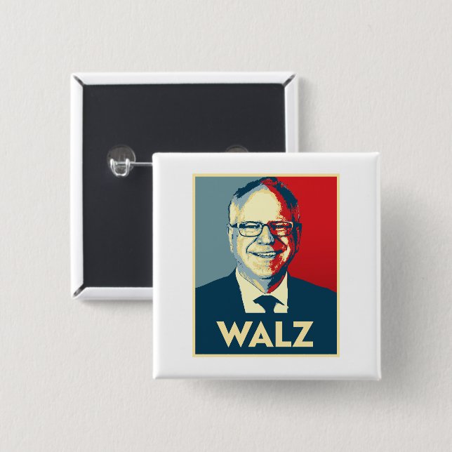 Badge Carré 5 Cm Tim Walz (Devant & derrière)