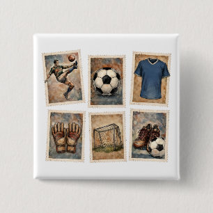 Badge Carré 5 Cm Timbres de football vintage Collection de football