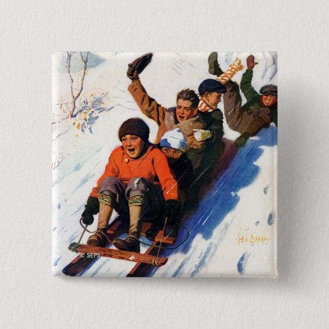 Badge Carré 5 Cm Tobagganing (Devant)