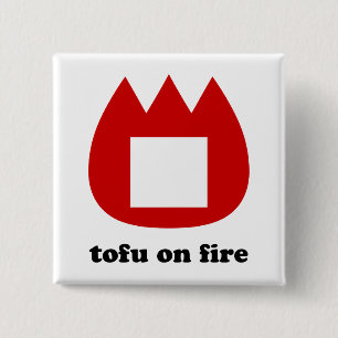 Badge Carré 5 Cm 📛 tofu en feu