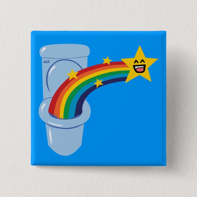 Badge Carré 5 Cm Toilette Arc-en-ciel (Devant)