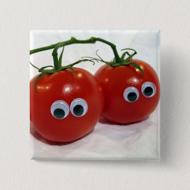 Badge Carré 5 Cm Tomates idiotes observées écarquillées (Devant)