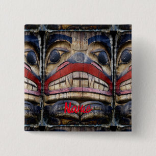 Badge Carré 5 Cm Tonnerre à visage totem