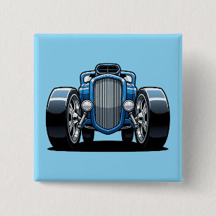 Badge Carré 5 Cm Toon Hotrod Art 