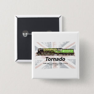 Badge Carré 5 Cm Tornado Vintage Steam Train Anglais Locomotive