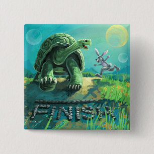 Badge Carré 5 Cm Tortoise and the Hare Art