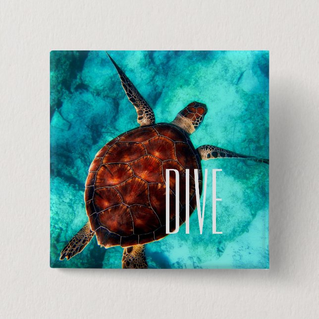 Badge Carré 5 Cm Tortue de mer de piqué (Devant)