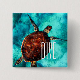 Badge Carré 5 Cm Tortue de mer de piqué