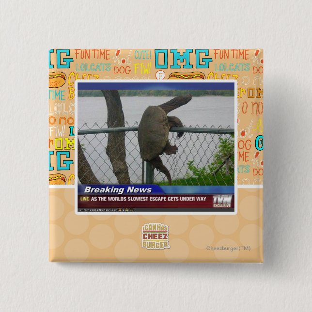 Badge Carré 5 Cm Tortue d'Excaping (Devant)