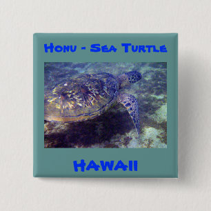 Badge Carré 5 Cm Tortues de mer hawaïennes