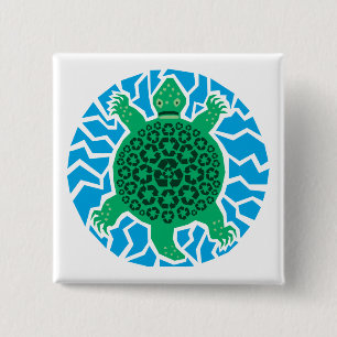 Badge Carré 5 Cm Tortues marines, recyclage