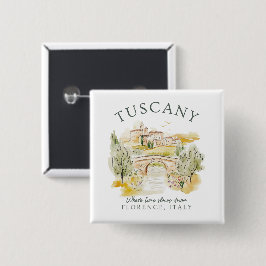Badge Carré 5 Cm Toscane Florence Italie - Paysage estival serein