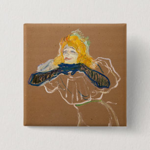 Badge Carré 5 Cm Toulouse-Lautrec - Yvette Guilbert Singing