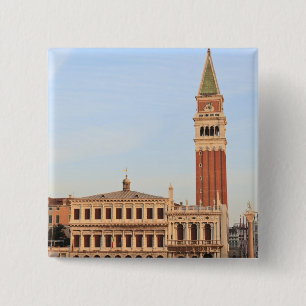 Badge Carré 5 Cm Tour de la cloche, place Saint-Marc, Venise