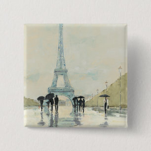 Badge Carré 5 Cm Tour Eiffel Paris sous la pluie