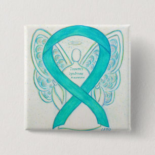 Badge Carré 5 Cm Tourette de sensibilisation au syndrome Ruban Ange