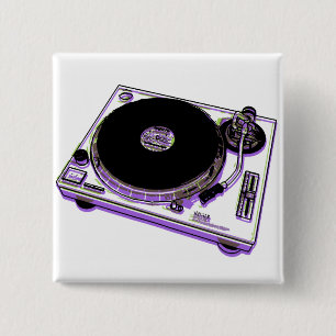 Badge Carré 5 Cm Tourne-disque