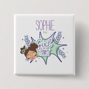 Badge Carré 5 Cm Tourner une fille personnalisée violet