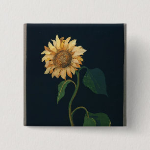 Badge Carré 5 Cm Tournesol