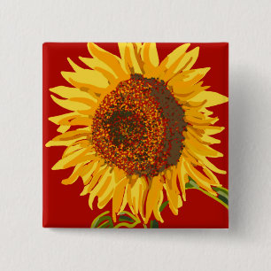 Badge Carré 5 Cm Tournesol