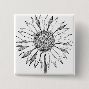 Badge Carré 5 Cm Tournesol illustré