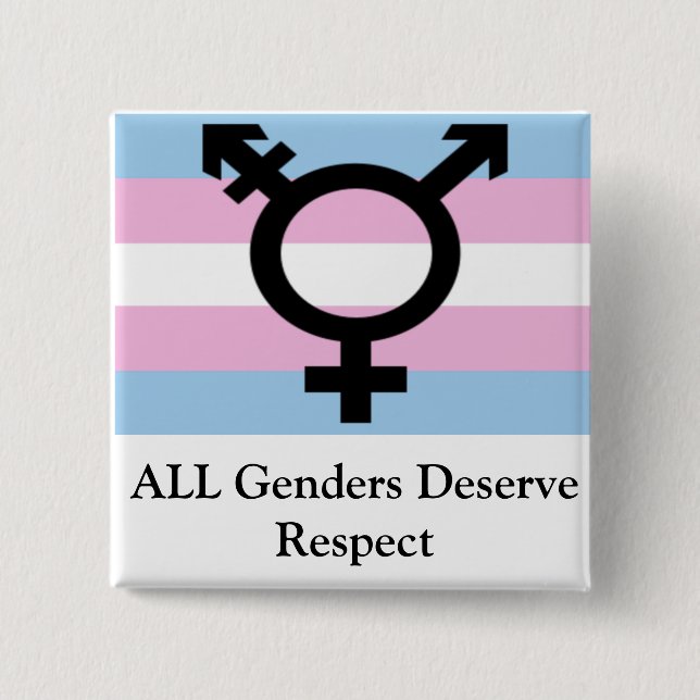 Badge Carré 5 Cm Tous les genres méritent le respect (Devant)