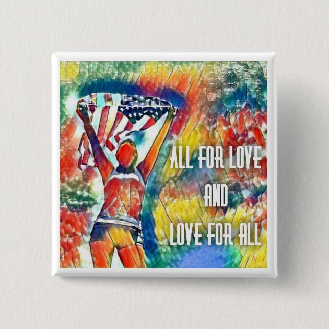 Badge Carré 5 Cm Tous pour l'amour (Devant)