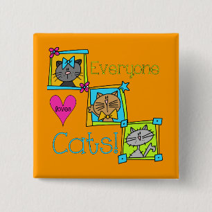 Badge Carré 5 Cm Tout le monde aime les chats