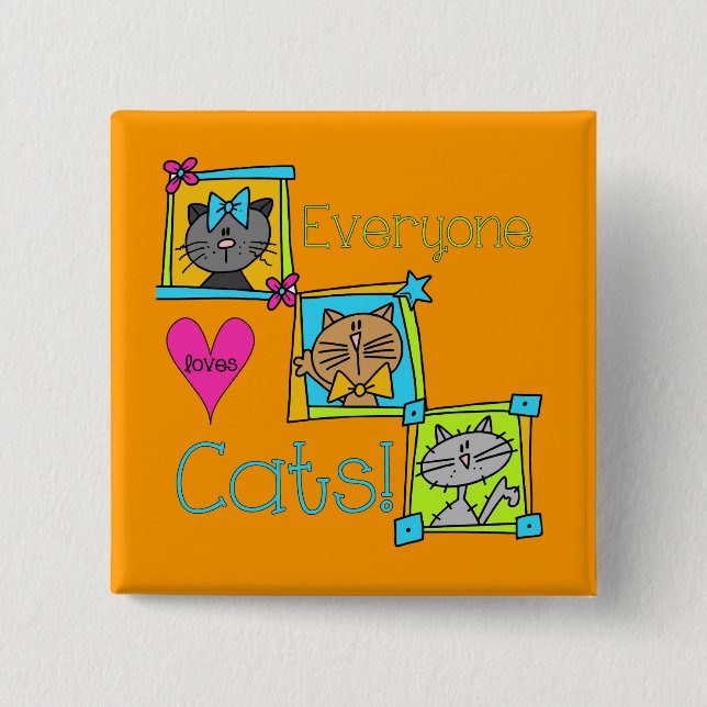 Badge Carré 5 Cm Tout le monde aime les chats (Devant)