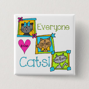 Badge Carré 5 Cm Tout le monde aime les chats