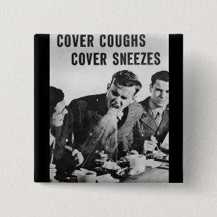 Badge Carré 5 Cm Toux de couverture, éternuements de couverture