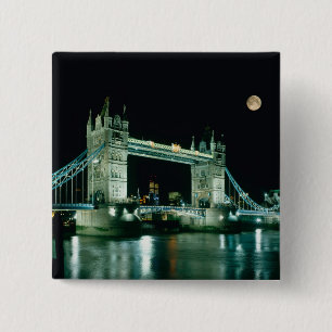 Badge Carré 5 Cm Tower Bridge à Night, Londres, Angleterre