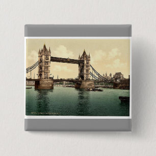 Badge Carré 5 Cm Tower Bridge, III. (ouvert), Londres, Angleterre,
