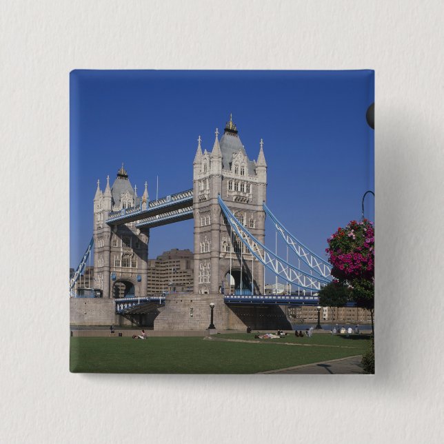 Badge Carré 5 Cm Tower Bridge, River Thames, Londres, Angleterre (Devant)