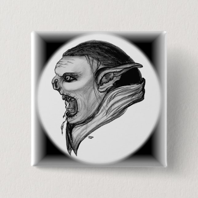 Badge Carré 5 Cm Tracer le design noir et blanc (Devant)