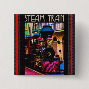 Badge Carré 5 Cm Train à vapeur
