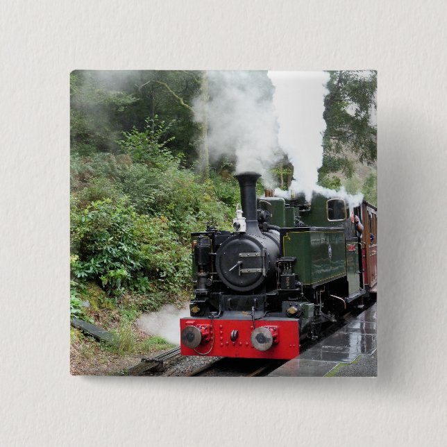 BADGE CARRÉ 5 CM TRAINS À VAPEUR (Devant)
