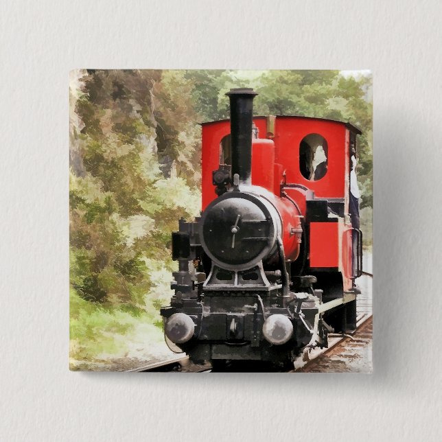 BADGE CARRÉ 5 CM TRAINS À VAPEUR (Devant)