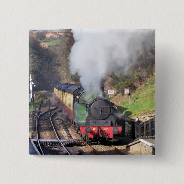 BADGE CARRÉ 5 CM TRAINS À VAPEUR (Devant)
