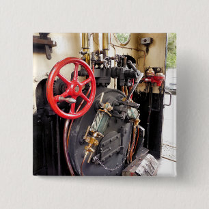 BADGE CARRÉ 5 CM TRAINS À VAPEUR