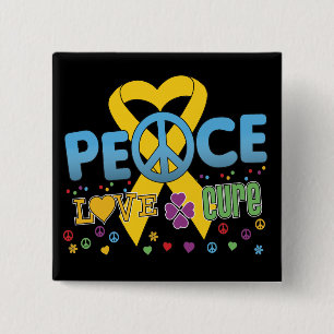 Badge Carré 5 Cm Traitement super d'amour de paix de Cancer
