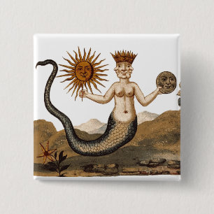 Badge Carré 5 Cm Transmutation de triton de Sun et de lune