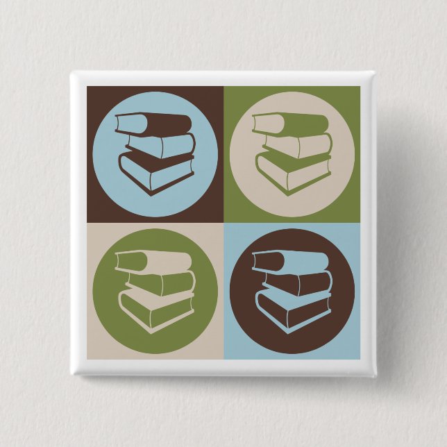 Badge Carré 5 Cm Travail de bibliothèque d'art de bruit (Devant)