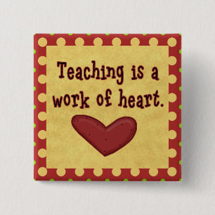 Badge Carré 5 Cm Travail de l'enseignant du coeur