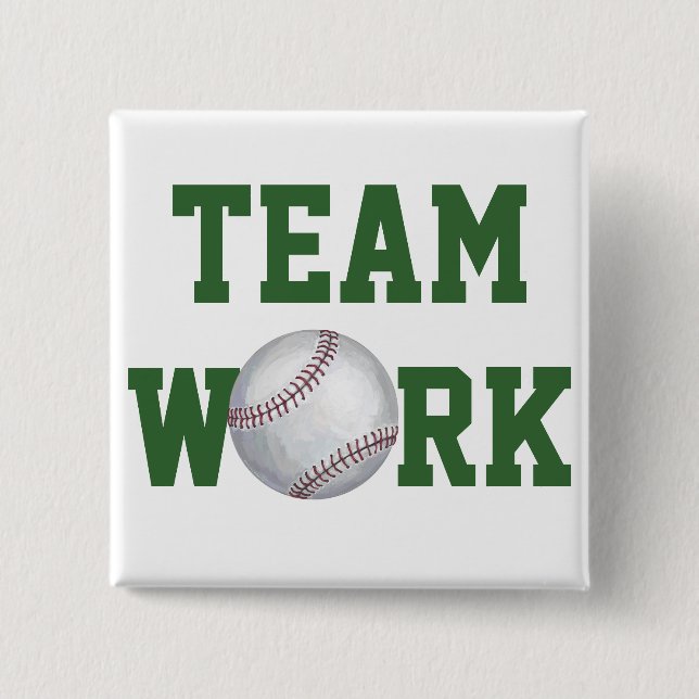 Badge Carré 5 Cm Travail d'équipe de baseball (Devant)